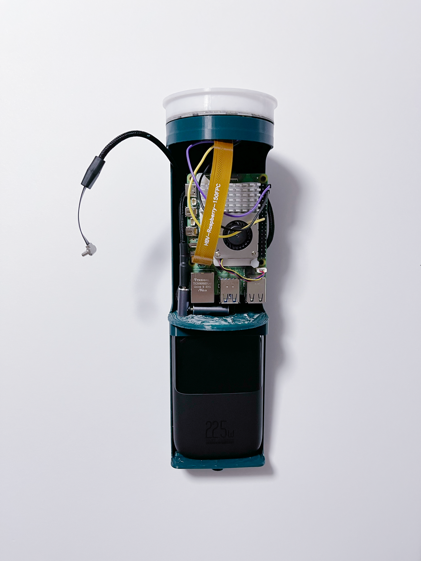 Close-up of the Raspberry Pi and e-ink display module