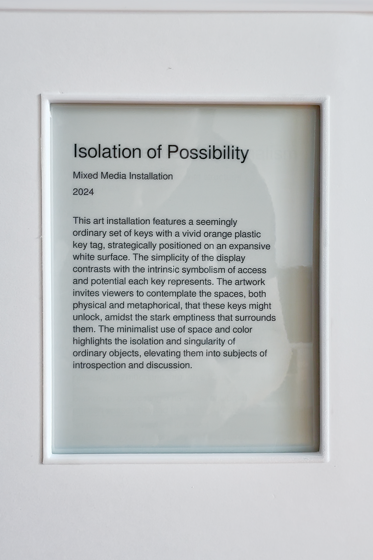 AI-generated plaque: Isolation of Possibility